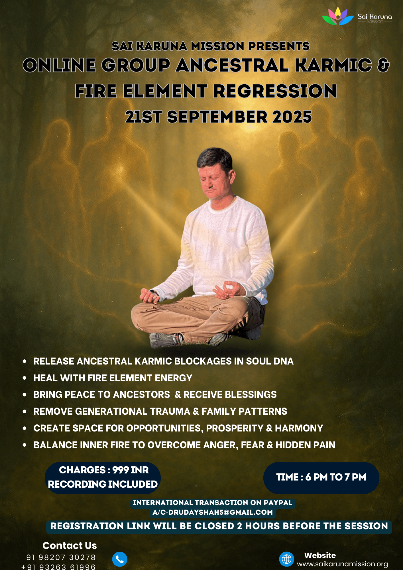 ONLINE GROUP ANCESTRAL KARMIC & FIRE ELEMENT REGRESSION